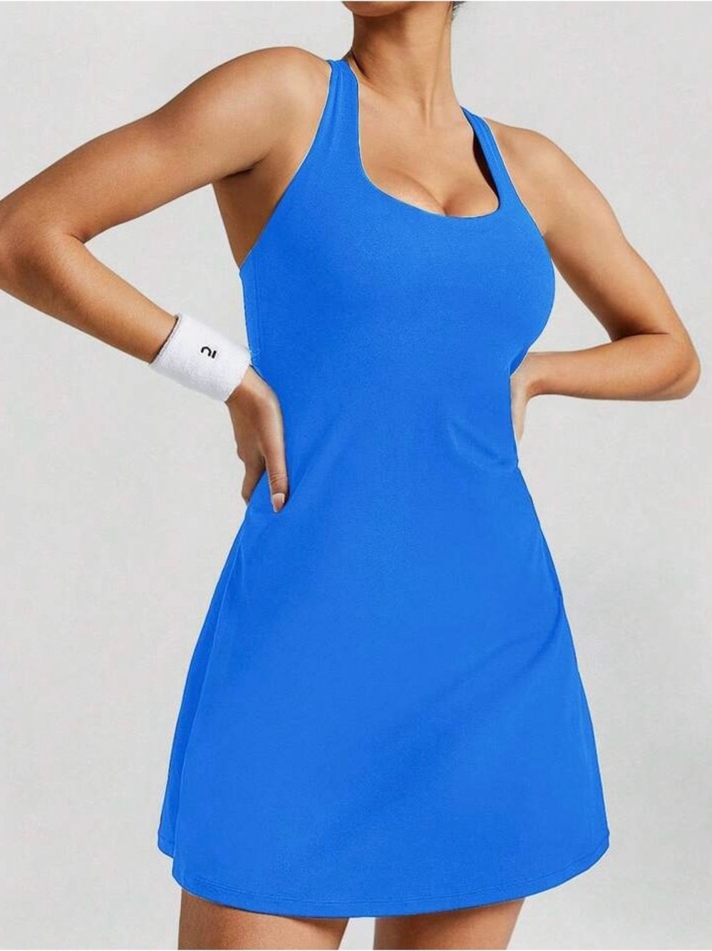 NEW Glowmode Featherfit Coastal Blue Racerback Tennis Dress